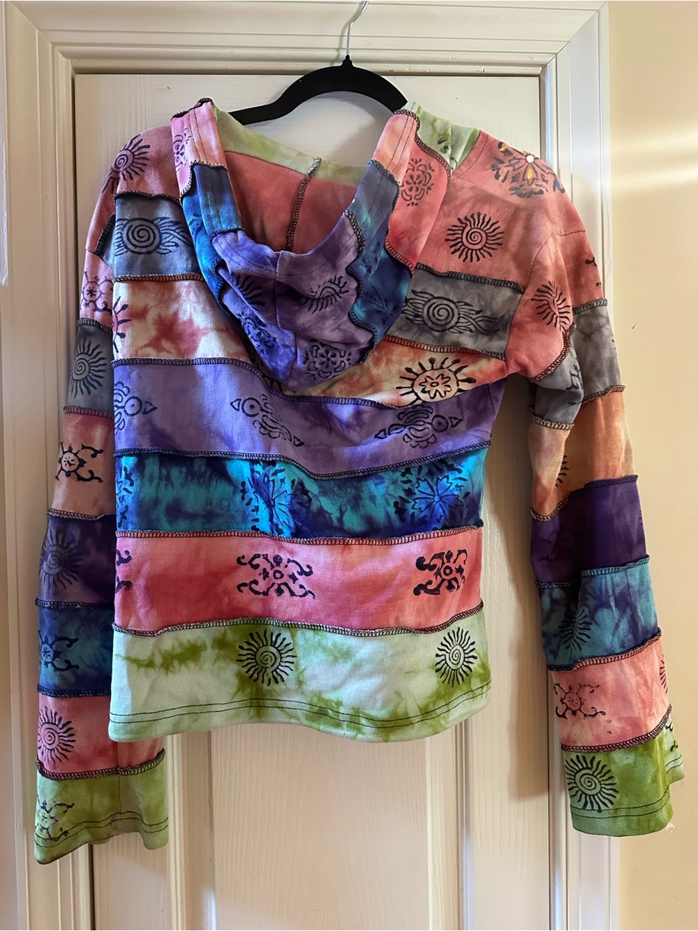 Patchwork Tie-Dye Hooded Zip Jacket - Multicolor - Picture 2 of 4